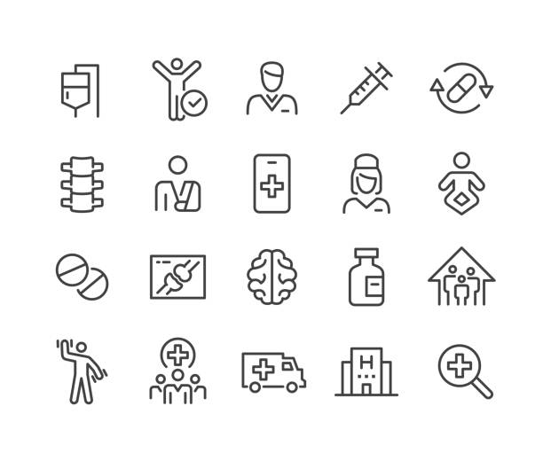 Healthcare and Medicine - Icons Set - Classic Line Series Healthcare, Medicine, Hospital, patient icons stock illustrations