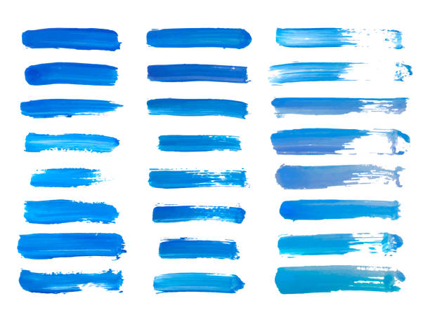 ilustrações de stock, clip art, desenhos animados e ícones de abstract watercolor blue brush strokes isolated on white, creative illustration,fashion background. vector - blue ink