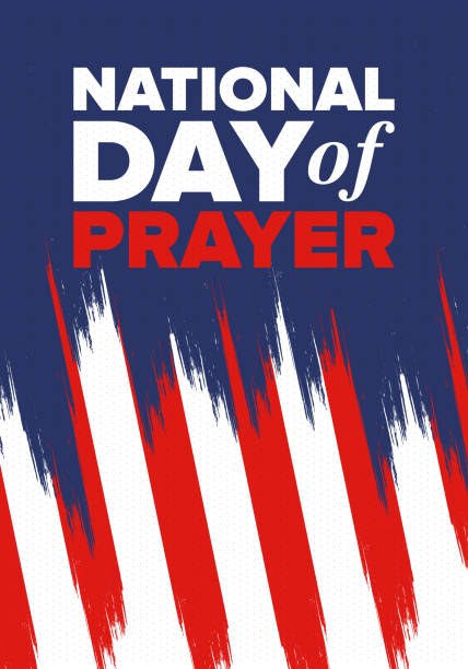 ilustrações de stock, clip art, desenhos animados e ícones de national day of prayer in united states. first thursday of may. annual day when americans turn to god in prayer and meditation. poster, card, banner and background. vector illustration - day backgrounds traditional culture creativity