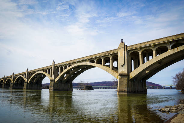 March 14, 2020 - Columbia, Pennsylvania: The Columbia-Wrightsville Bridge, a concrete deck arch bridge also known as the Veterans Memorial Bridge.