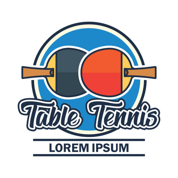 あなたのスローガン/タグライン、ベクトルイラストのためのテキストスペース付き卓球卓球のピンポン記章 - table tennis tennis table indoors点のイラスト素材／クリップアート素材／マンガ素材／アイコン素材