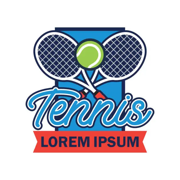 Vector illustration of Tennis court insignia with text space for your slogan / tag line, vector illustration