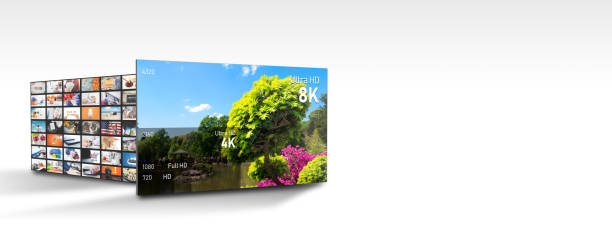 8k-auflösungen vergleichen. tv multimedia-webbanner - hd 1080 stock-fotos und bilder