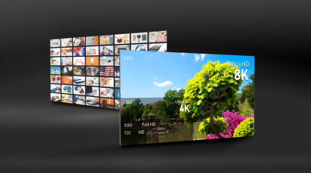 8k резолюций сравнить. телевизионная мультимедийная концепция - hd 1080 стоковые фото и изображения