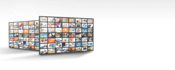 istock Television streaming, TV multimedia panels banner 1212531004