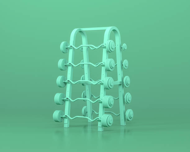 istock Bodybuilder barbells gym equipments,  in monochrome blue color background,3d Rendering 1212532271
