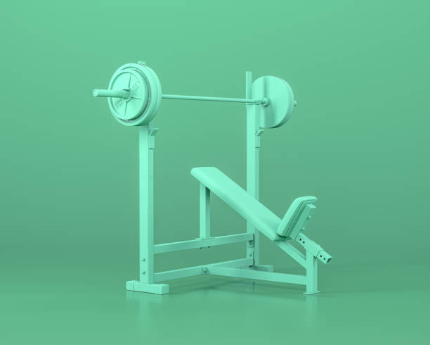 istock Incline Bench Full gym equipments,  in monochrome blue color background,3d Rendering 1212532421