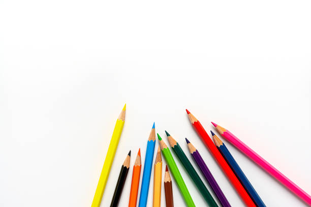 Colored pencils on white background Colored pencils on white background coloured pencil stock pictures, royalty-free photos & images