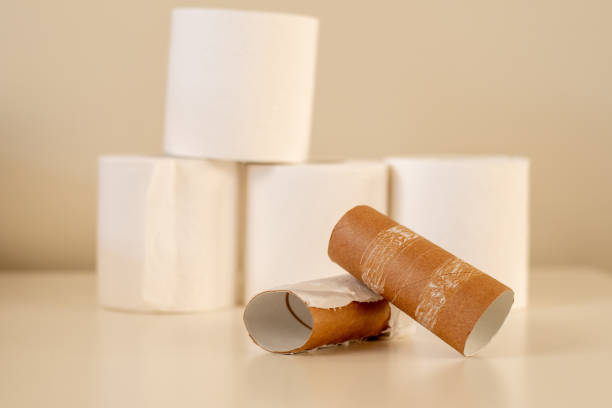 istock A man's hand holding empty toilet paper rolls. Shortage concept 1212535029