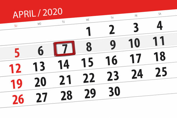 istock Calendar planner for the month april 2020, deadline day, 7, tuesday 1212535448