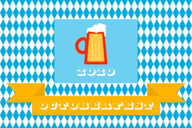 ilustrações de stock, clip art, desenhos animados e ícones de octoberfest  2020 background - beer fest poster, banner, badge, invitation, card - invitation pattern argyle blue