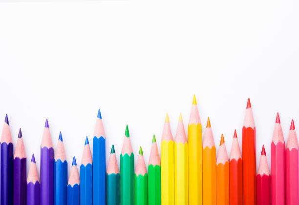 istock Different color pencils on white background. Composition with colored pencils, closeup view, space for text 1212538669