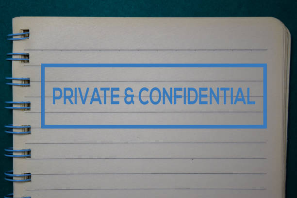 istock Private & Confidential write on a book isolated on green background. 1212540712
