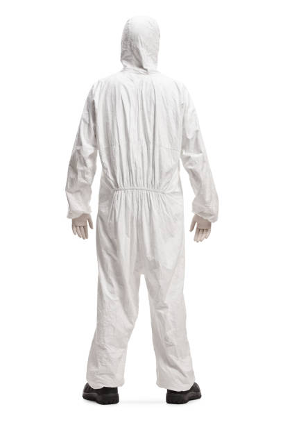 istock Man in a white decontamination suit 1212544317