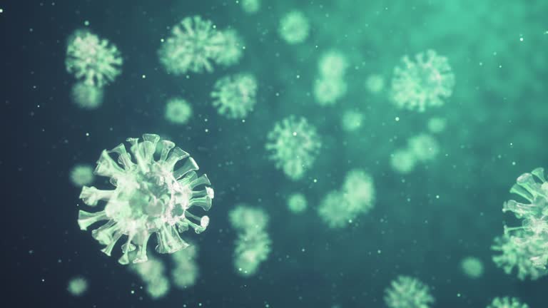 Virus Cells floating in Mid-Air 3D Render