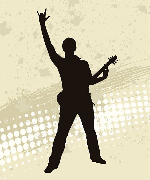 illustrations, cliparts, dessins animés et icônes de guitariste silhouette - rock&roll