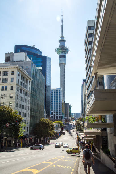 The iconic Sky Tower standing 328 metres (1076 feet) over Auckland, the tallest freestanding structure in the Southern Hemisphere.