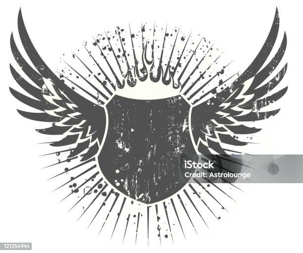 Ilustración de Grunge Shield y más Vectores Libres de Derechos de Ala de animal - Ala de animal, Color - Tipo de imagen, Consejo