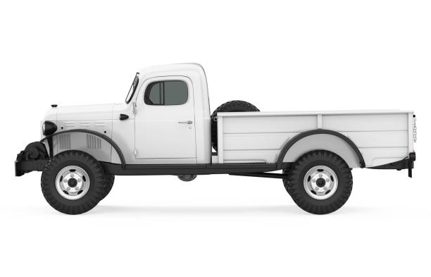 Vintage Pickup Truck isolated on white background. 3D render