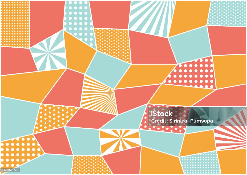 Colorful Trendy Geometric Shapes Flat Elements Of A Pattern Pop Art ...