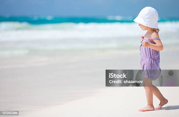 Little Cute Girl At Beach Stock Photo - Download Image Now - Beach, Beauty In Nature, Caribbean