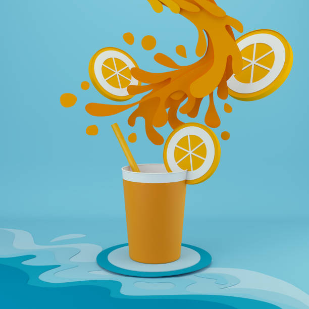 istock Paper art of Orange Juice with splash. 1212554546