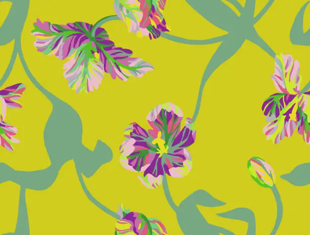 Vector illustration of Floral seamless pattern. Graphic.