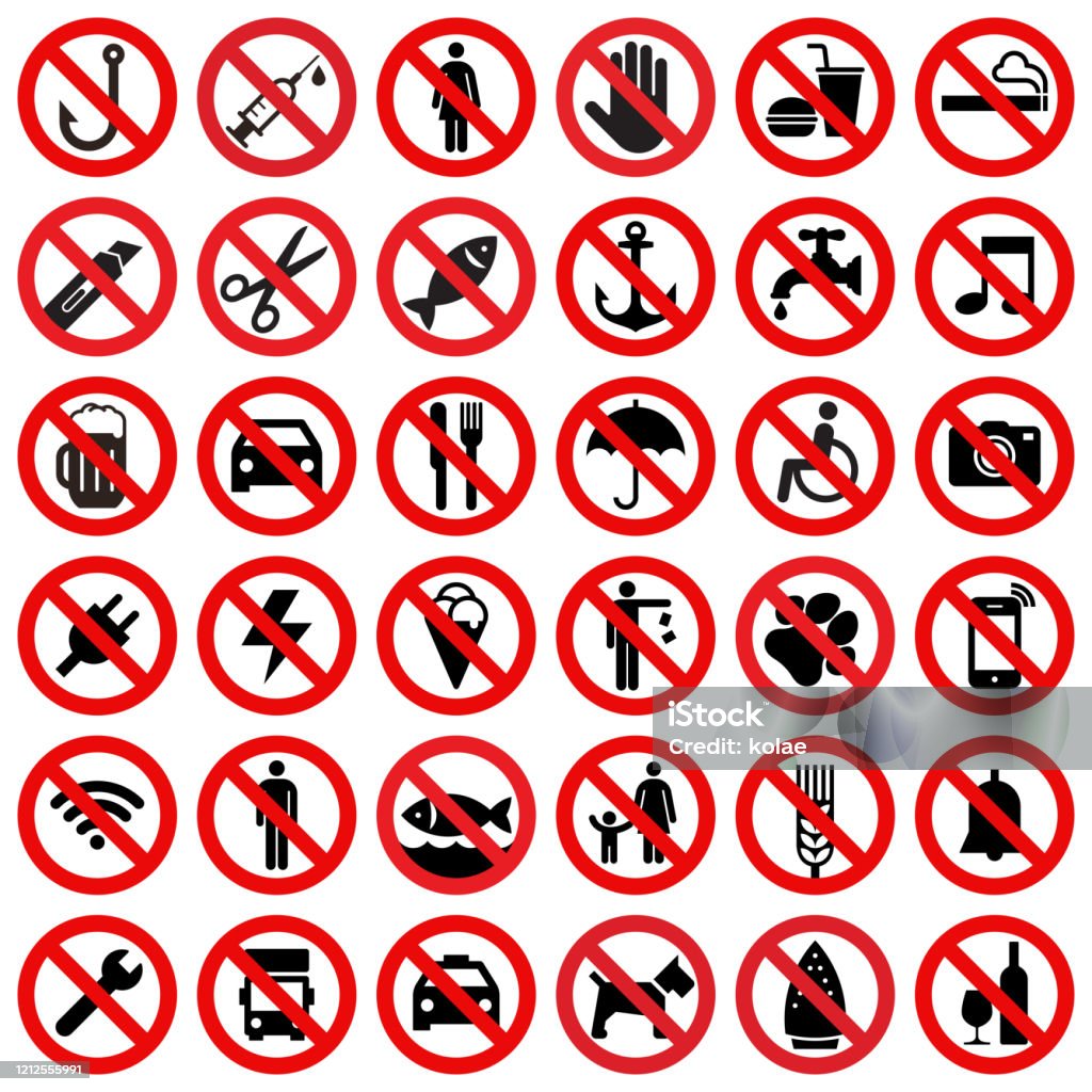 Set of prohibited sign Set of prohibited sign isolated on white background Forbidden stock vector