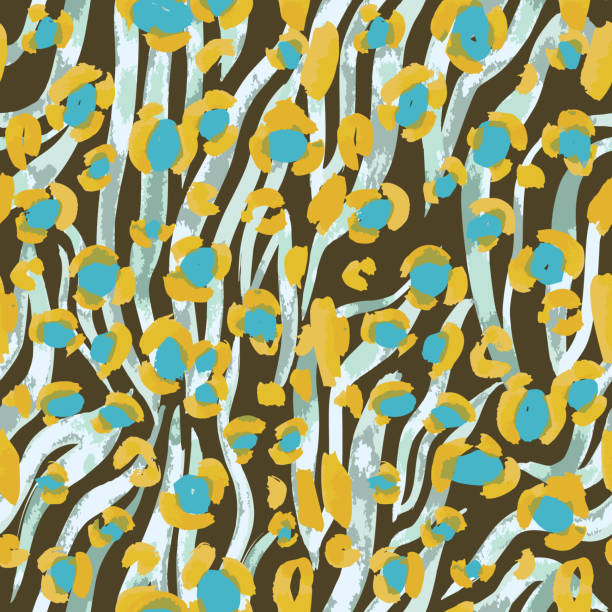 혼합 레오파드 스킨과 얼룩말 모피 가죽 매끄러운 패턴 - leather textured backgrounds textile stock illustrations