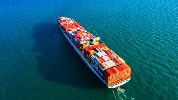 istock Cargo containers ship logistics transportation Container Ship Vessel Cargo Carrier. import export logistic international export and import services export products worldwide 1212562312