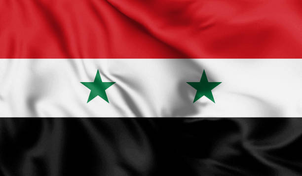 istock Syria flag blowing in the wind. Background silk texture. 3d illustration. 1212563780