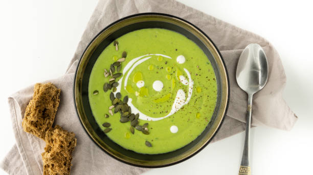 istock Served broccoli soup. Healthy eating, vegetarian. Vegan 1212563961