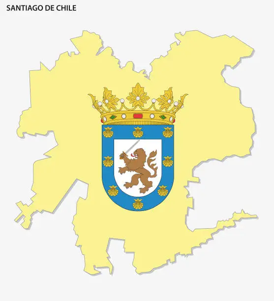 Vector illustration of Map of the Chilean capital Santiago with coat of arms