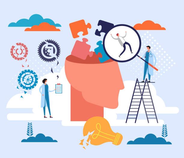 istock Broken mental health. Psychological therapy concept. Vector flat graphic design illustration 1212565396
