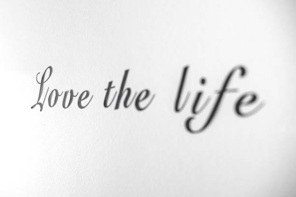 istock Love the life word phrase on a bright white wall 1212565397