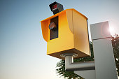 Yellow speed camera, 3d illustration