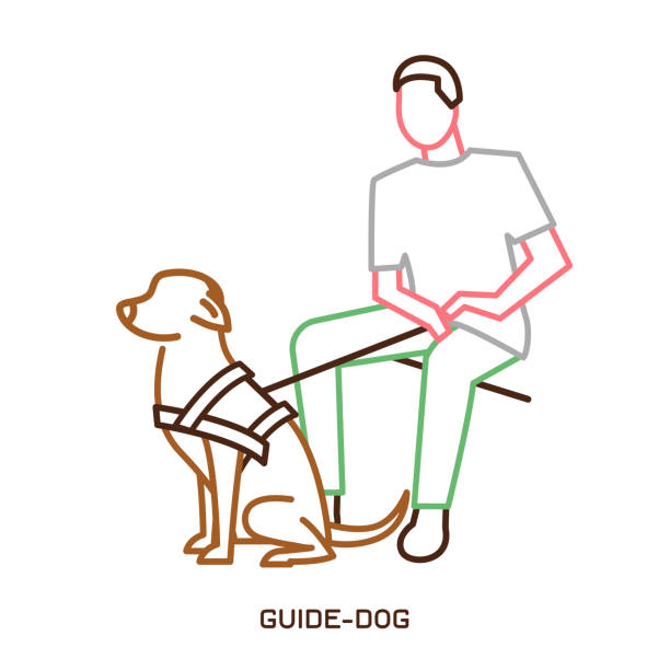 illustrazioni stock, clip art, cartoni animati e icone di tendenza di icona del cane guida - rescue training”