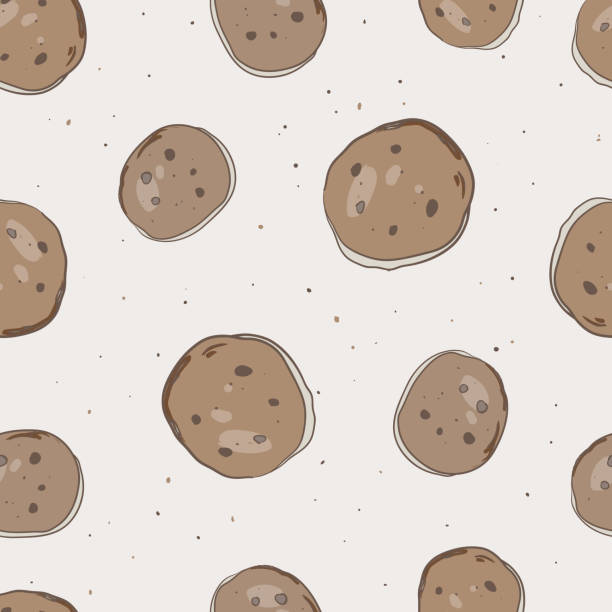 ilustraciones, imágenes clip art, dibujos animados e iconos de stock de mega patrón de galletas dulces y felices para comer - backgrounds brown close up cooking