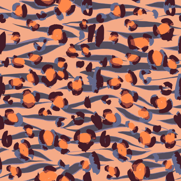 ilustraciones, imágenes clip art, dibujos animados e iconos de stock de piel de leopardo mixta y patrón sin costuras de piel de cebra - illusion leather pattern backgrounds