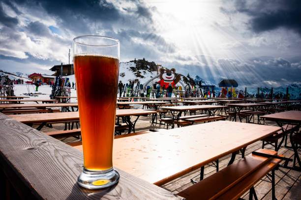 Wheat beer in mountain landscape