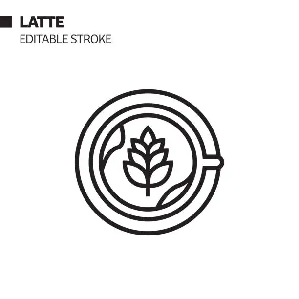 Vector illustration of Coffee Latte Line Icon, Outline Vector Symbol Illustration. Pixel Perfect, Editable Stroke.