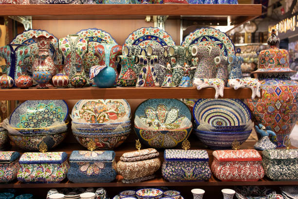 istock Classical Turkish ceramics on the market. Close up. 1212574108