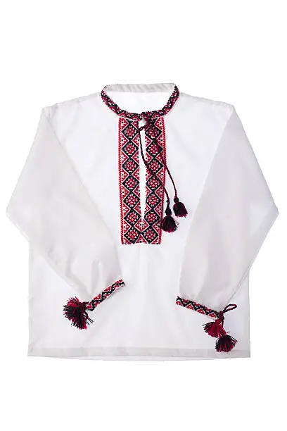 Photo of National Ukrainian symbol embroidered handmade cotton shirt