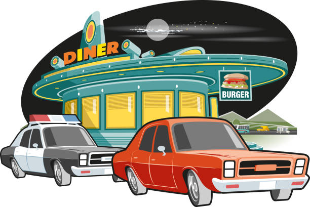 パトカー - drive in restaurant点のイラスト素材／クリップアート素材／マンガ素材／アイコン素材