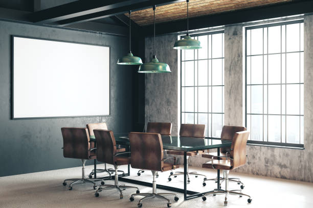 istock Blank banner in conference room 1212577889
