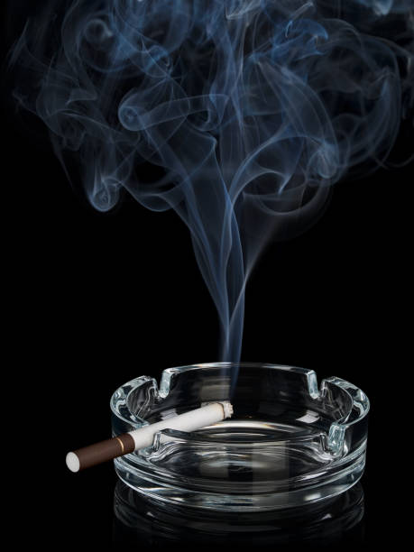 istock Curling smoke from one cigarette in an ashtray 1212583029
