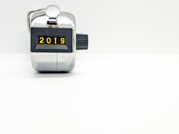istock Numerical mechanical counter for year 2019. Year count down concept 1212584025