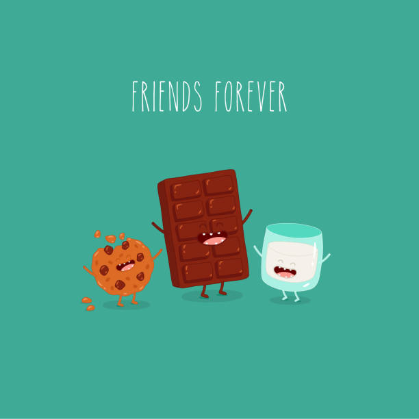 milk chokolate cookies friends forever. Vector graphics. milk chokolate cookies friends forever. Vector graphics forever friends stock illustrations