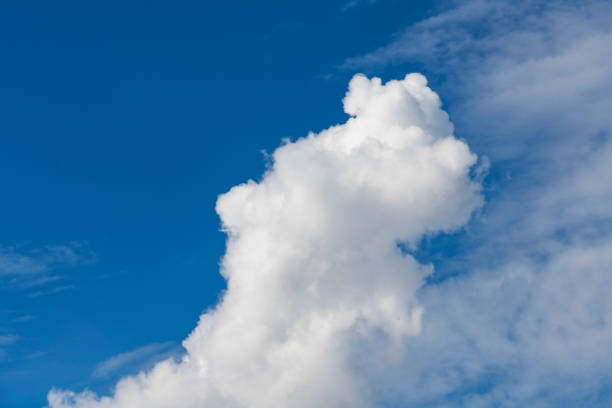 Beautiful blue sky and close-up white clouds.  Nature background.