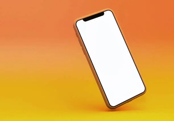smart phone mock up on yellow background - 3d rendering